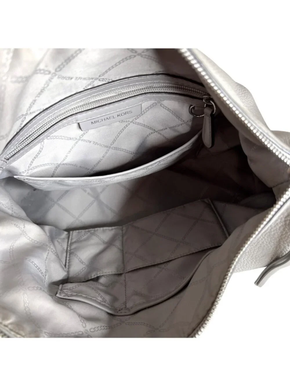 Michael Kors Gray Leather Hobo Bag Adjustable Strap & Metal Feet